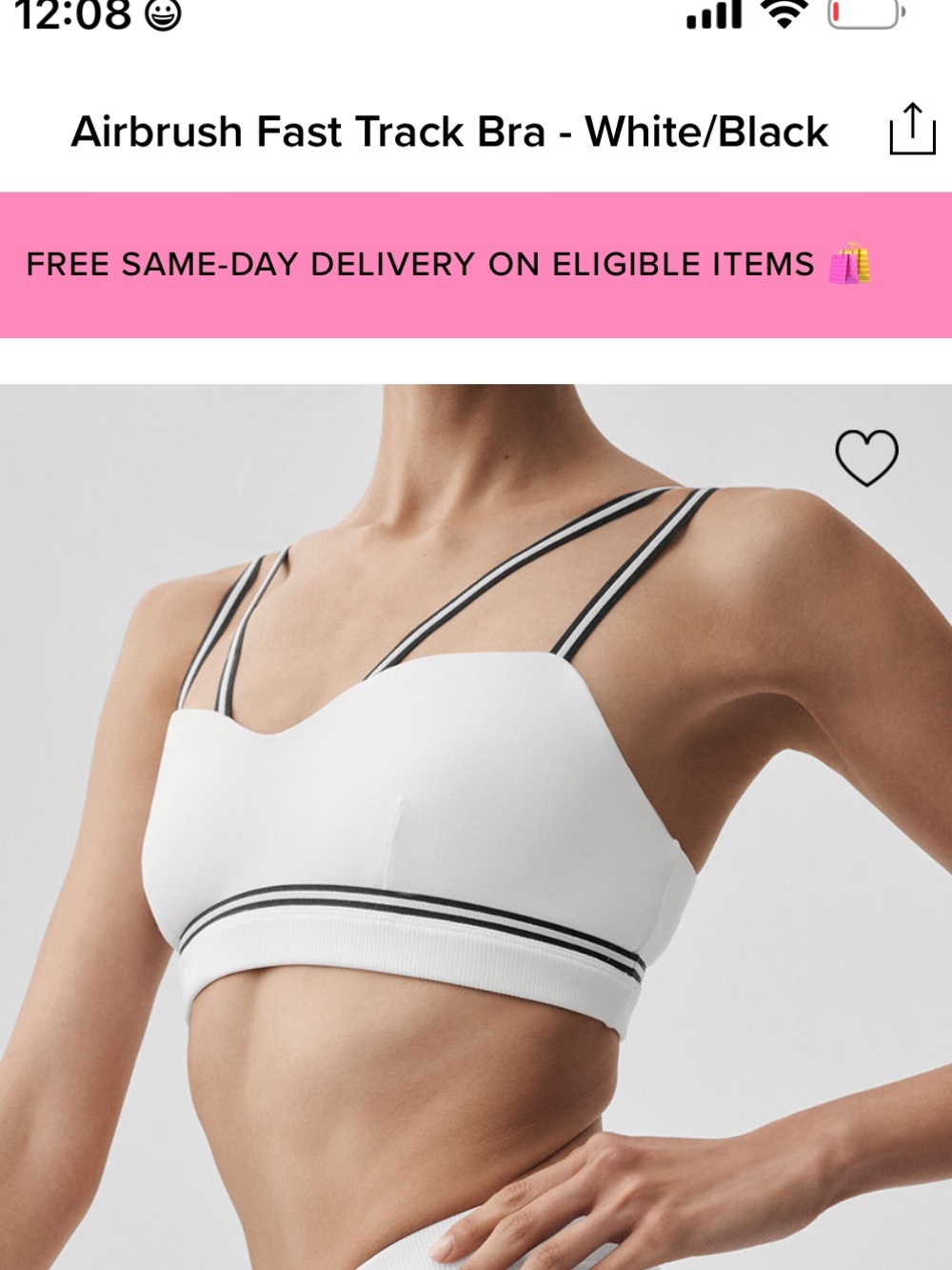 ALO Yoga White and Black Double-Strap Airbrush Sports Bra